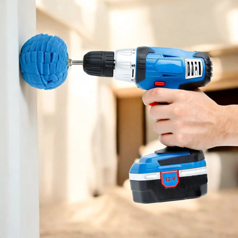 3 Inch Polishing Ball For Drill Detailing Adapter in use on white surface