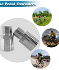 Bike Pedal Extenders 20mm Chrome Molybdenum Pedal Spacers Pair For 9 Sixteen Inch Threaded Pedals Ideal For SPD MT MTB BMX Road Street Bikes Durable Anti Rust Steel Construction Boost Your Ride next to cyclists on various terrains