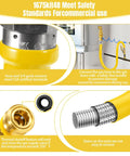 Heavy Duty Beefed Up Three Quarter Inch Gas Line Hose Kit With Safety System showing hose connection and safety features.