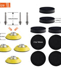 Image of 2 Inch Hook And Loop Sanding Pad Kit With One Quarter Inch Shank Drill Attachment And Soft Foam Buffering Layer 8 Pack