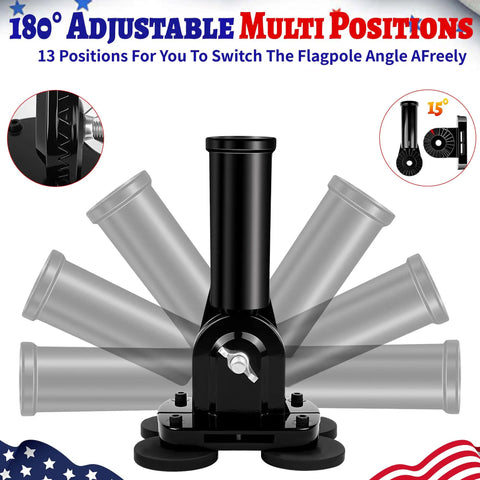 Magnetic RV Flag Pole Holder For Fifth Wheel Hitch Tool Free Installation 180 Degree Adjustable Angle Heavy Duty Weatherproof Pole Bracket For Campers Trailers Trucks And Outdoor Adventures