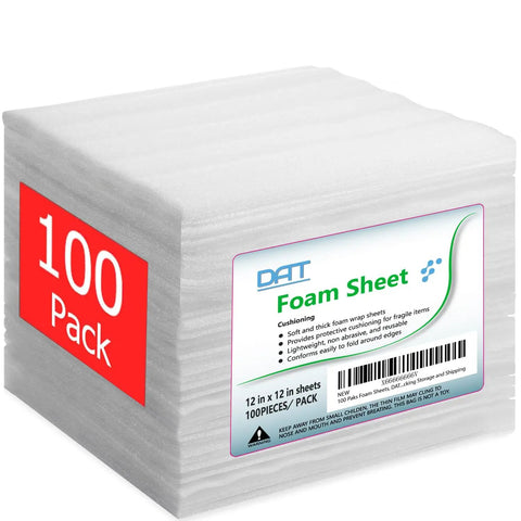 100 Pack 12x12 Foam Sheets One Sixteenth Inch Thick Cushioned Padding For Packing Moving And Shipping Protective Foam Wrap For Fragile Items Great For Storage And Transit Of Dishes Electronics And Glassware