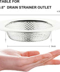 Stainless Steel Kitchen Sink Strainer Set 4.5 Inch Wide Rim Drain Strainers Heavy Duty Rust Resistant 2 Pack with hand for size reference