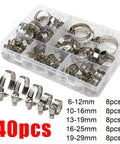 Premium Stainless Steel Adjustable Worm Gear Hose Clamps Set for Pipes Fuel Tubes and Faucets Heavy Duty Assortment Kit For Car And Home Projects, 6-29mm 40pcs