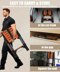 12.5 Foot Telescoping Ladder With Quick Folding Mechanism, Aluminum Extension Ladder For RV Home And Outdoor Use, 330 Lb Max Load, Lightweight Portable Orange, Easy One Step Fold In Seconds, Safe Anti Pinch Design stored in car trunk