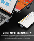 128GB USB C External SSD Drive With USB 3.2 Fast Transfer Up To 450MB Per Second connected to laptop, tablet, and phone.