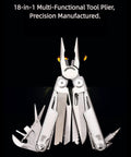 Everyday Carry 18 In 1 Multitool Pliers Set With Graded Hardness Steel, 7cr17 Main Blade, chrome vanadium bits, open display