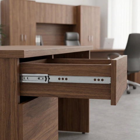 Office desk with drawer showing Two Way Drawer Slides Side Mount 4 Pack 12.2 Inch Full Extension Ball Bearing Drawer Runners