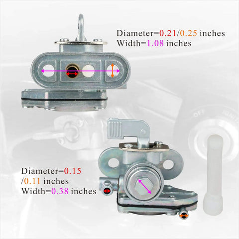 Suzuki LT 80 Fuel Petcock Vacuum Operated Gas Valve Switch Pump For ATV Quad 1987 2006 Replacement Part With dimensions shown
