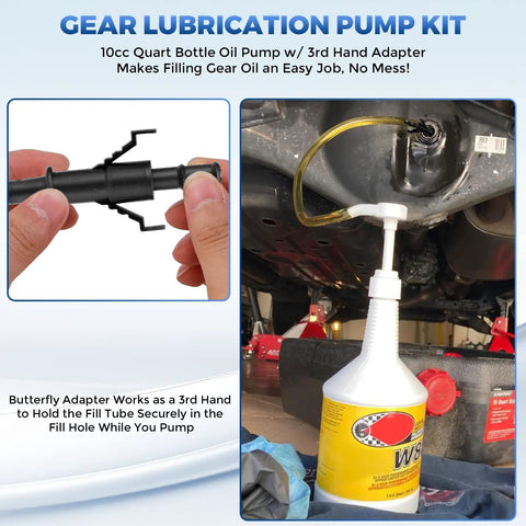Gearhead Heavy Duty Transmission Fluid Pump For Standard Quart Bottles With 10cc Per Stroke Includes Third Hand Adapter