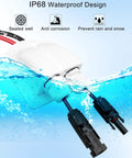 Solar Extension Cable Weatherproof Entry Gland Junction Box With Female And Male Connector Adapter 10 Ft 10 AWG submerged