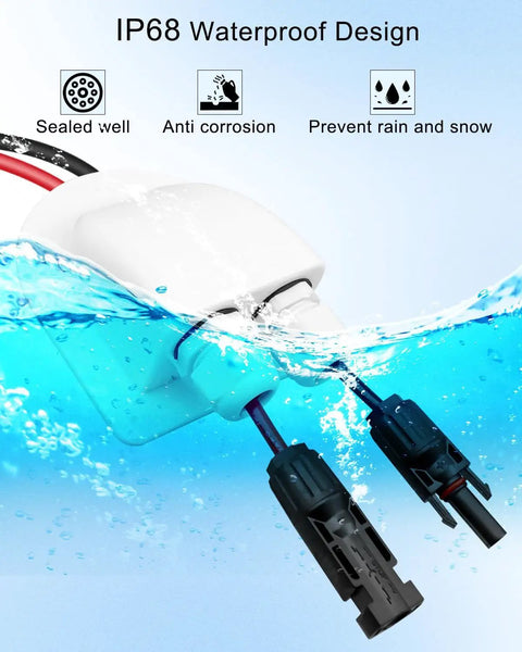 Solar Extension Cable Weatherproof Entry Gland Junction Box With Female And Male Connector Adapter 10 Ft 10 AWG submerged