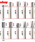 Tungsten carbide burr set, 1/4 in shank, 10-piece Amazon brand double-cut rotary burrs for steel and wood.