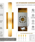 Top Shelf Alabaster Wall Sconces Set of 2, 24 Inch Spanish Marble Lights, showing hardwired junction box and installation components.