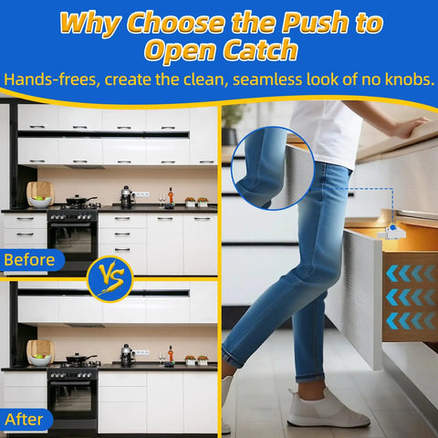 Push To Open Drawer Latch 6 Pack Heavy Duty Magnetic Cabinet Latches For Large Doors No Knobs Press To Open