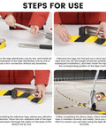 Floor Tape Applicator Manual Stainless Steel Heavy Duty Tool For Construction Sites Durable Corrosion Resistant Frame With Smooth Bearing Design Delivers Quick, Precise Tape Application And Long Lasting Performance. Assembly steps with yellow-black tape on floor