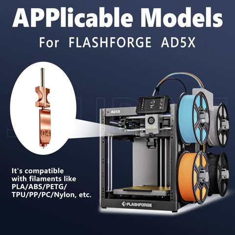 Beefed-Up All Metal Hotend Kit With 0.25mm 0.4mm 0.6mm Nozzles For AD5X Quick-Detach on Flashforge 3D Printer Model