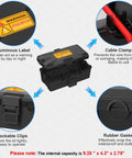 Beefy Medium Outdoor Electrical Box IP54 Weatherproof Cover For Outdoor Power Strips And Electronics 6 Cable Entry Ports with features like luminous label, cable clamp, lockable clips, rubber gasket.