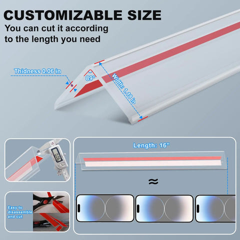 Self Adhesive Clear Wall Corner Protectors Built Tough For Daily Use Dead Simple Peel And Stick Fit, customizable 16" length.
