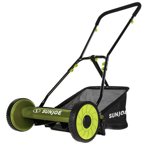 Manual Reel Lawn Mower For Small Yards No Gas With 16 Inch Cutting Width Push Behind Garden Tool Removable Grass Catcher