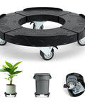 Adjustable 15-19 Inch Round Drum Dolly with Locking Wheels, fits trash cans and drums, heavy-duty 440 lbs cart stand, black