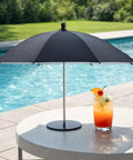 Cool Little Mini Drink Umbrella With Weighted Base, Desktop Table Umbrella by poolside, black 19.7 inch canopy, 17.5 inch height.