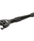 Black Quarter-Inch Drive Mini Ratchet With 90-Tooth Swivel Head, 250-Degree Range, Chrome Moly Steel Gears, Rust-Resistant Anodized Head, Knurled Grip, Compact Design For Tight Spaces And Quick, Smooth Turn.