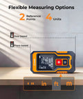 262 Ft Laser Tape Measure For Home DIYers And Real Estate Pros, Fast Accurate Readings Under 0.5s, Switch Between M In Ft And Front Or Rear Reference, Portable Pocket Laser Measuring Tool For Jobsites on a table