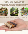 Person holding Miniature Bench Set Resin Faux Wood Six Piece for Crafts Micro Landscape Dollhouse and Fairy Garden Accessories 2.20 Inch