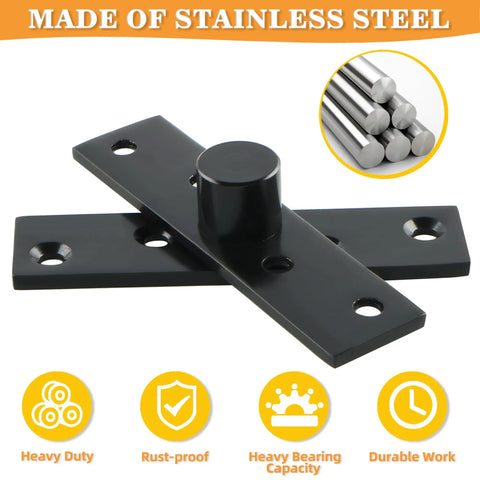Pivot Door Hinges 4 Inch 360 Degree Black Stainless Steel Set Of 2 Built To Last Heavy Duty HiQ Hardware With Rust And Corrosion Resistance For Smooth Durable Door Swing black stainless steel pivot hinge set