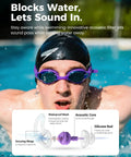 Swim Ear Plugs For Adults Silicone Reusable Waterproof With Custom Fit For Swimmers in purple during pool training