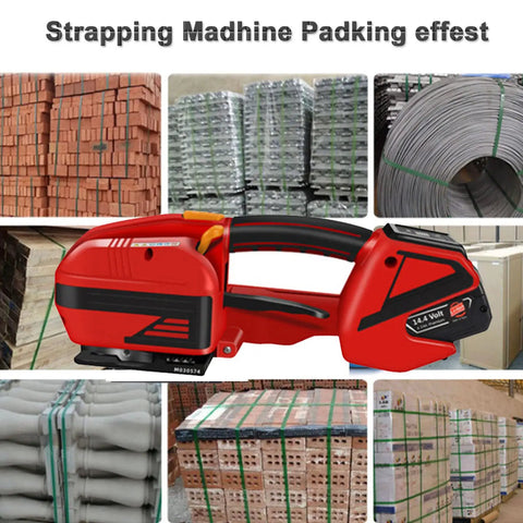 Rock Solid Automatic Electric Strapping Machine For Pp Pet Strap Cordless Handheld Baler With Rechargeable 4000Mah Battery highlighted in packaging operations.