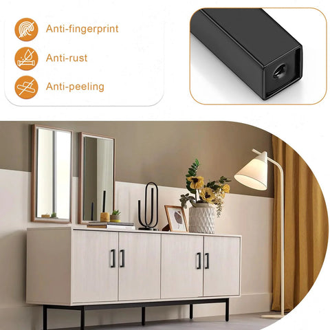 Matte Black Cabinet Handles 5 Pack 4 Inch Hole Center 102mm Stainless Steel Square Bar Drawer Pulls For Kitchen