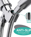 Brass Ball Shower Holder With 360 Degree Spin And Adjustable ABS Bracket In Chrome Finish, Universal arm connector fits shower hose with non-slip rubber