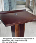 Killer Slick Wooden Curved Podium Stand With Adjustable Height And No Fuss Rolling Base, detailed surface and sturdy design.