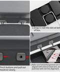 Installation steps for Front Center Seat Headrest Organizer For Ford F-Series Jump Seat Consoles, showing attachment process.