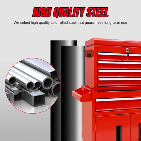 Beefed Up Rolling 5 Drawer Tool Chest With Locking Drawers, Removable Top Tool Box, Large Bottom Cabinet, Heavy Duty Metal