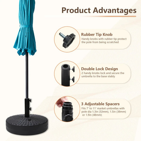 Heavy Duty Water Fillable Round Umbrella Base Weight Workhorse 88 Lb Stand For Patio Outdoor Market Table Umbrella features