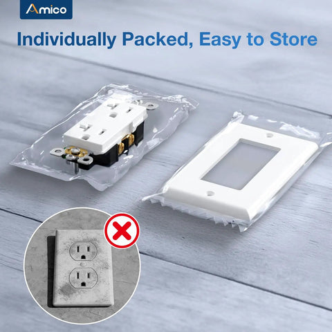 100 Pack 20 Amp 125 Volt Tamper Resistant Electrical Wall Outlets Heavy Duty Duplex Receptacles in individual packaging