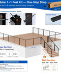 Diagram of 36 Inch Modular Cable Railing Post Kit For Deck Surface Mount With Heavy Duty Stainless Steel Wire System showing installation configuration.