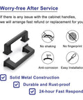 Diagram showing 10 Pack 3 Inch Hole Center Matte Black Cabinet Pulls with features: no shaking, no fingerprint, anti-corrosion.