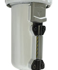 External Water Trap Valve With Automatic Drain For Compressed Air System, 1/2 In NPT Female Ports, side view showing metal bowl sight glass.