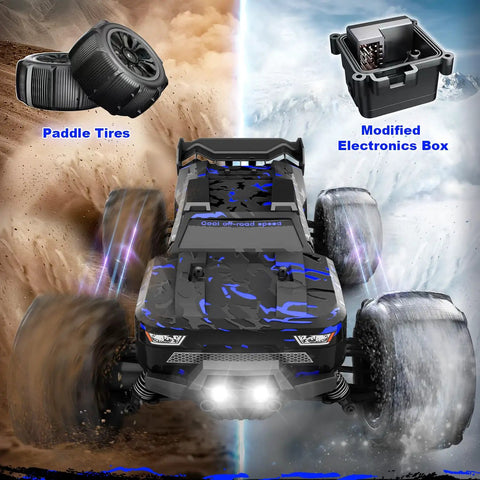 Beast Speed 60KPH 1:14 Scale RC Truggy 4x4 Off Road Remote Control Truck Waterproof Electric Car With 2S Battery displaying paddle tires for snow and sand