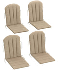 Adirondack Chair Cushion Set Of 4 With Ties, 25D High Density Foam, Beige, High Back Patio Cushions, Fade Resistant, 49x20x2"