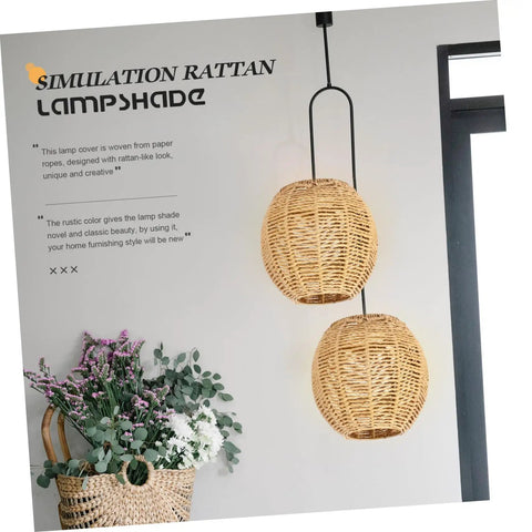 Boho Rattan Lamp Shade Small Wicker Pendant Cover For Floor Lamps Desk Lamps Chandeliers And Wall Sconces Natural Cotton Khaki