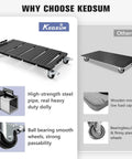 KEDSUM 2200 Lbs Heavy Duty Furniture Dolly with thick steel frame, showing smooth ball bearing wheels and solid design.