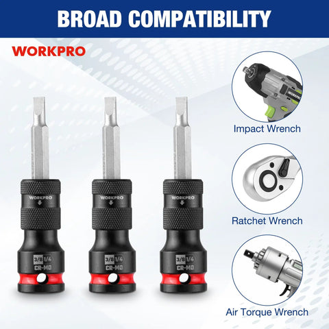 Three-Eighths To One-Fourth Inch Quick Release Impact Socket Adapter And Bit Holder For Ratchets Wrenches Drills And Drivers Built Tough From Durable CR-MO Steel