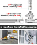 Stainless Steel Braided Ice Maker Water Line Five Foot Burst Proof Hose installation close-up and connection detail