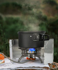 High Output Windproof Camp Stove For Outdoor Cooking With Windscreen Piezo Ignition Fuel Canister Adapter Carry Case Portable Collapsible Stove Burner For Backpacking Hiking And Picnics with pot on burner outdoors