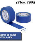 Blue Painters Tape 2 Inch Wide 60 Yards Per Roll 24 Roll Case Residue Free Easy Release Medium Tack For Sharp Clean Edges Trim Ceilings And DIY Painting Projects No Bleed, showcasing two rolls, one standing and one with tape unrolled.